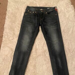 True Religion Women's Dark Blue Jeans Skinny Low Rise